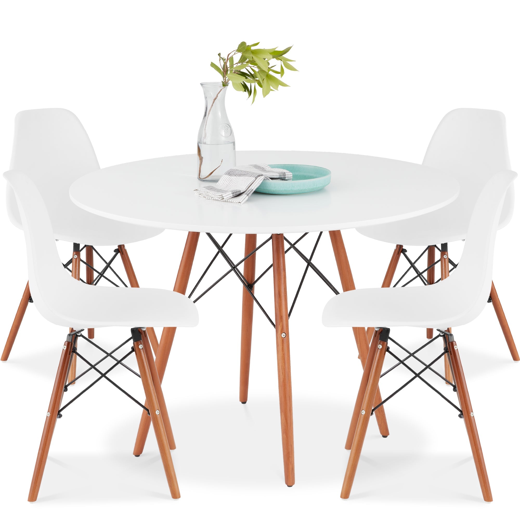 5-Piece Mid-Century Modern Dining Set with 4 Chairs Wooden Legs Metal Frame designed for everyday comfort and storage
