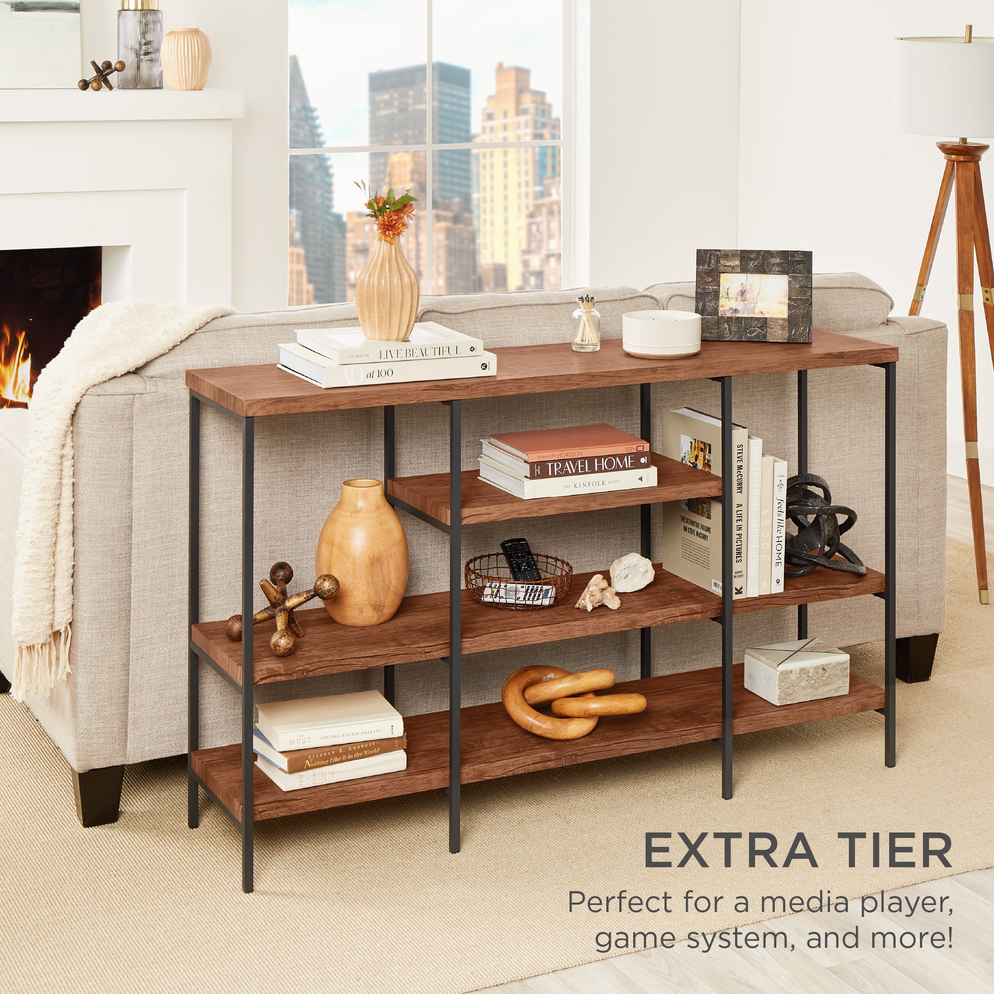 4-Tier Industrial Console Table with Tall Shelf Space - 55in designed for everyday comfort and storage