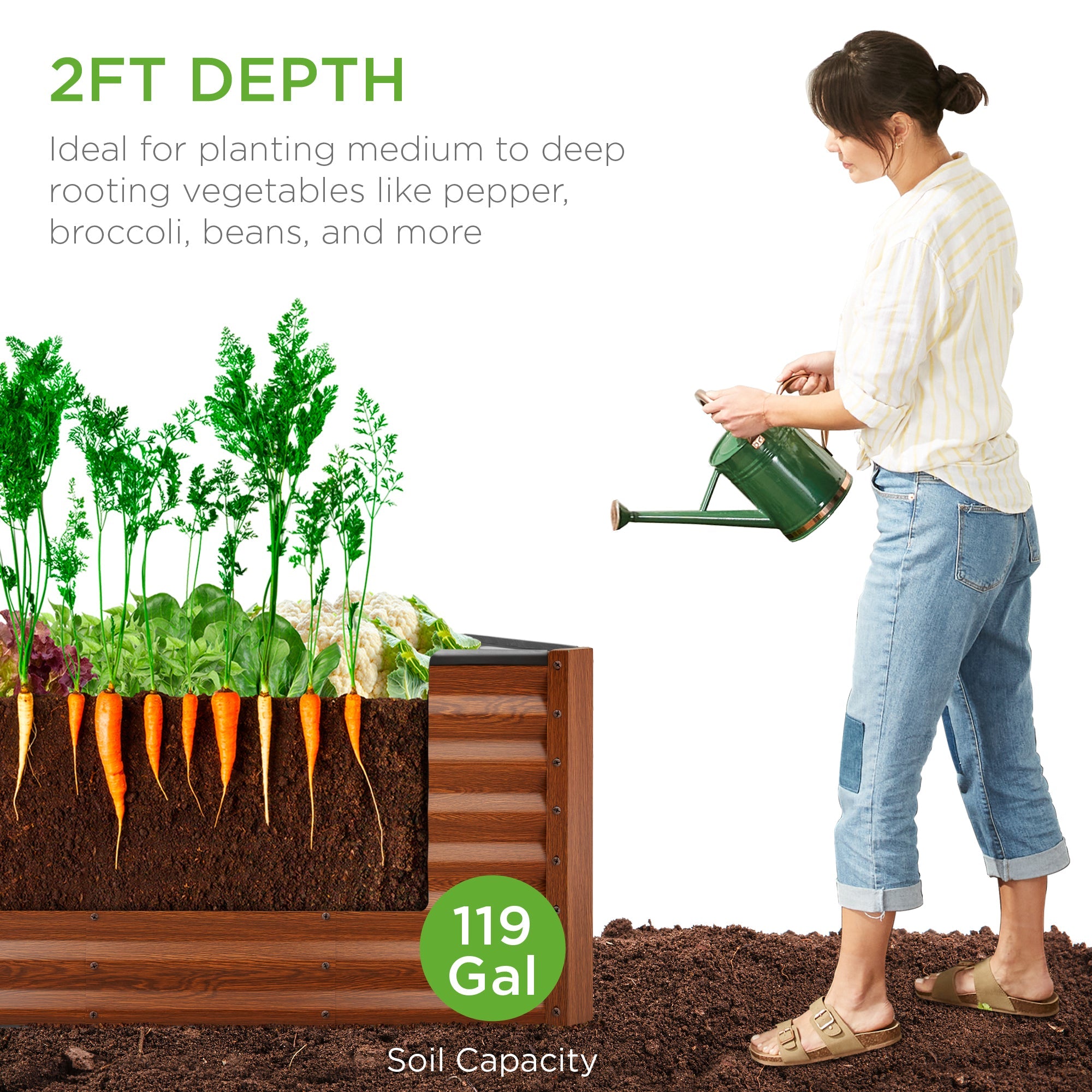 4x2x2FT Outdoor Steel Garden Bed for Vegetables Flowers and Herbs for outdoor comfort and convenience