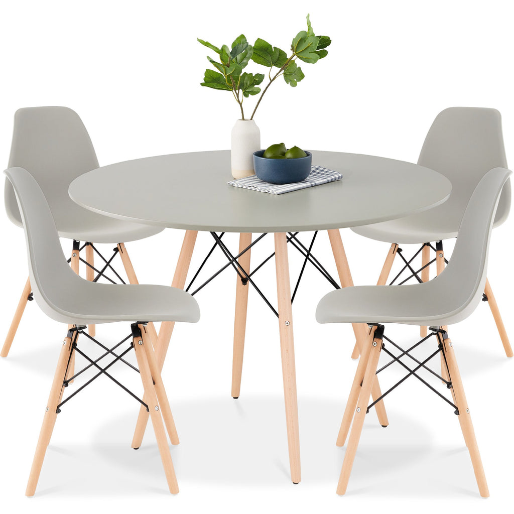 5-Piece Mid-Century Modern Dining Set with 4 Chairs Wooden Legs Metal Frame designed for everyday comfort and storage