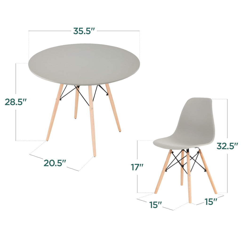 5-Piece Mid-Century Modern Dining Set with 4 Chairs Wooden Legs Metal Frame designed for everyday comfort and storage
