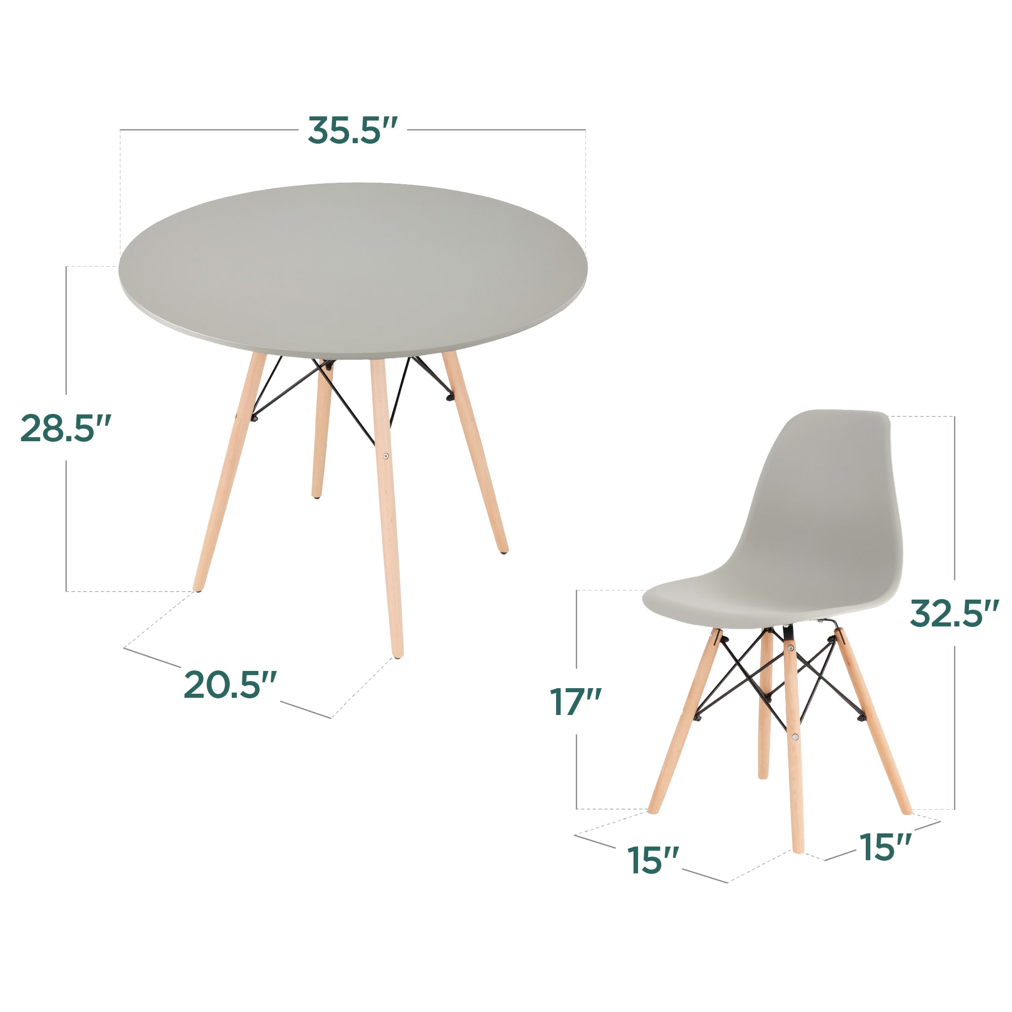 5-Piece Mid-Century Modern Dining Set with 4 Chairs Wooden Legs Metal Frame designed for everyday comfort and storage