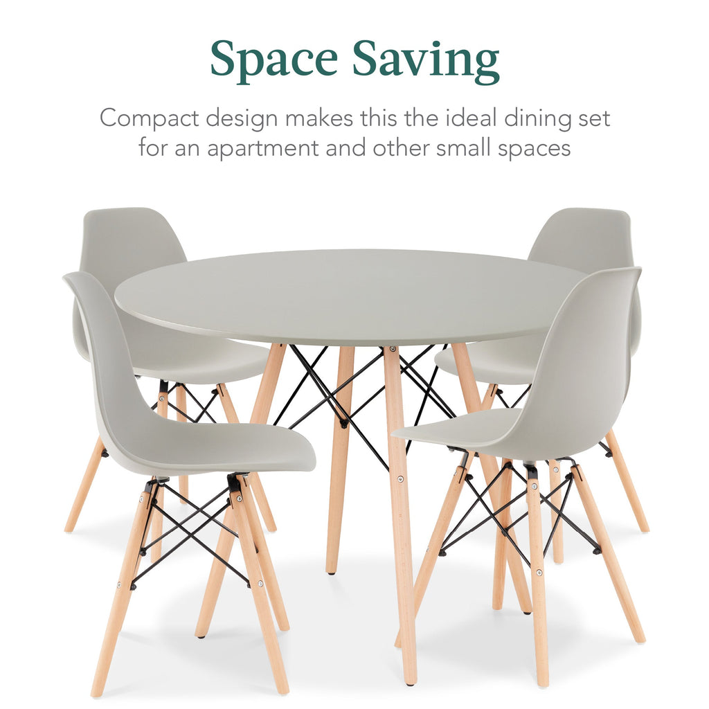 5-Piece Mid-Century Modern Dining Set with 4 Chairs Wooden Legs Metal Frame designed for everyday comfort and storage
