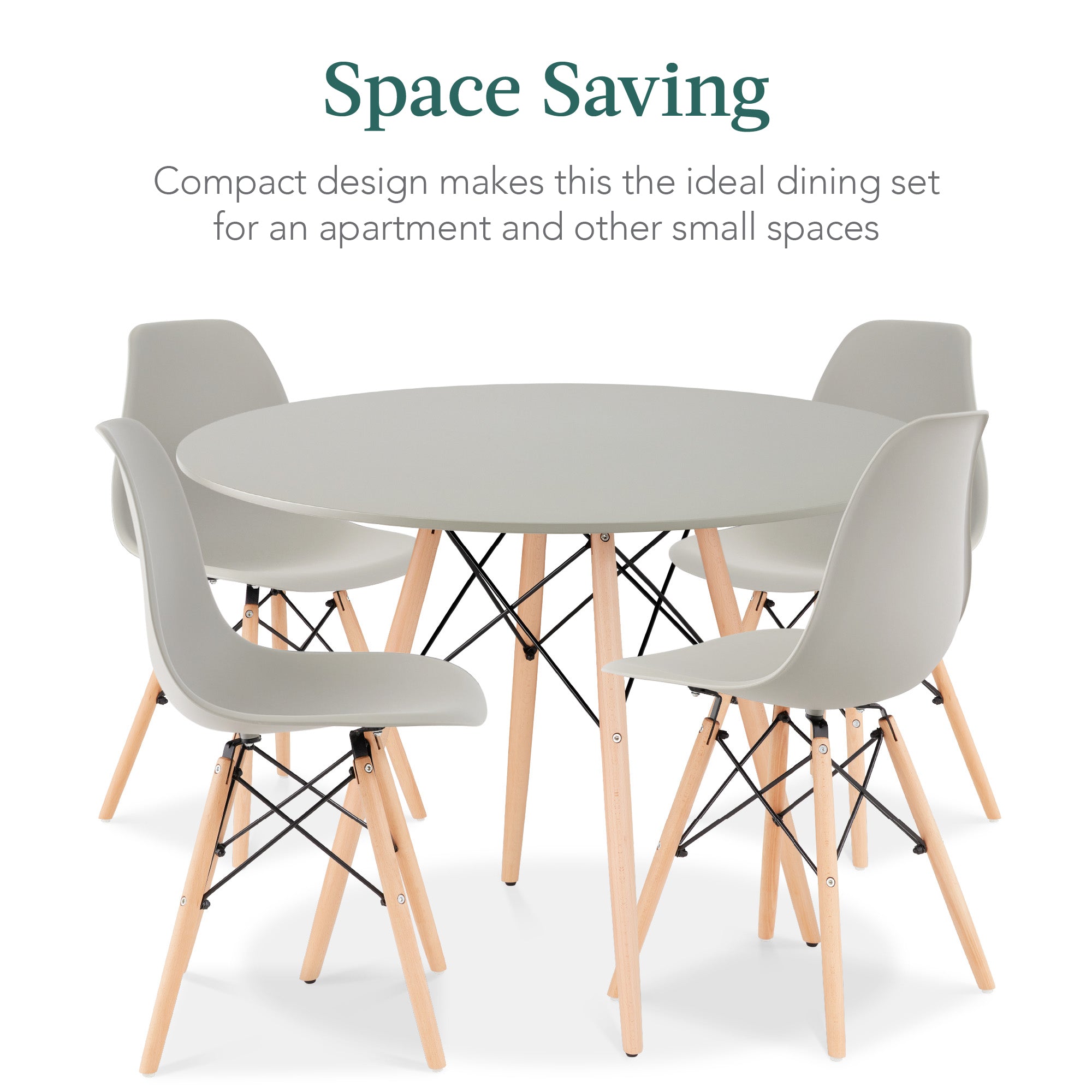 5-Piece Mid-Century Modern Dining Set with 4 Chairs Wooden Legs Metal Frame designed for everyday comfort and storage