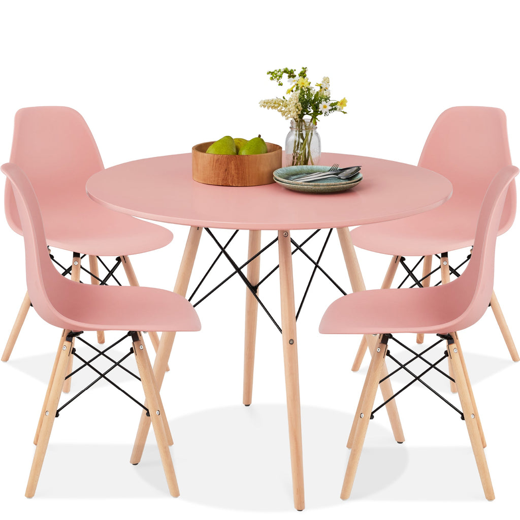 5-Piece Mid-Century Modern Dining Set with 4 Chairs Wooden Legs Metal Frame designed for everyday comfort and storage