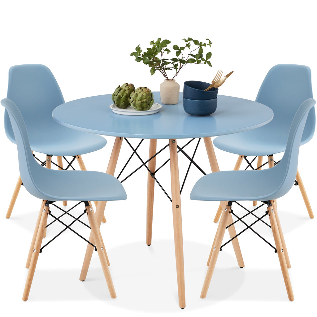 5-Piece Mid-Century Modern Dining Set with 4 Chairs Wooden Legs Metal Frame designed for everyday comfort and storage