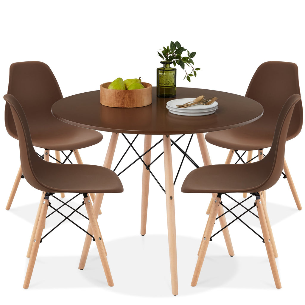 5-Piece Mid-Century Modern Dining Set with 4 Chairs Wooden Legs Metal Frame designed for everyday comfort and storage