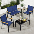 4-Piece Textilene Outdoor Conversation Set with Cushions Table designed for patio and backyard use
