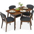 5-Piece Wooden Mid-Century Modern Dining Set with 4 Chairs Padded Seat and Back designed for everyday comfort and storage