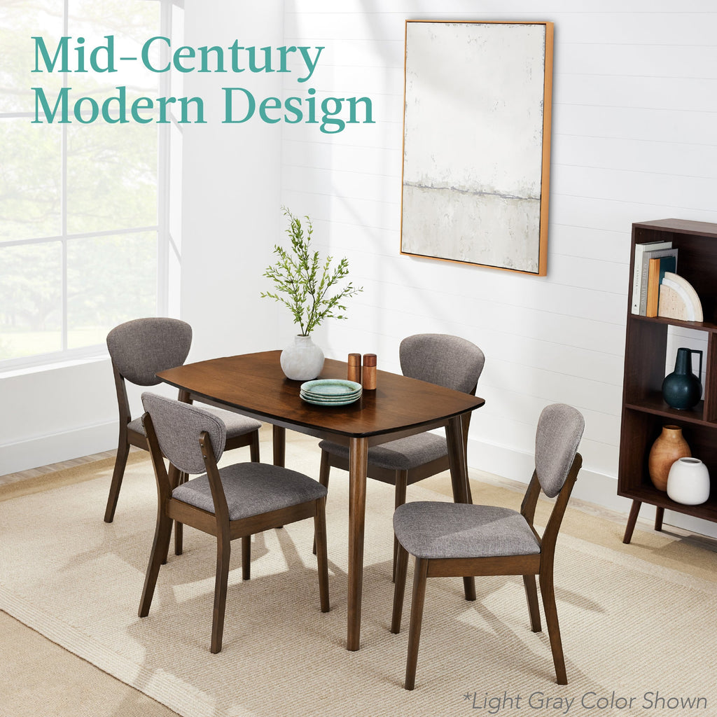 5-Piece Wooden Mid-Century Modern Dining Set with 4 Chairs Padded Seat and Back designed for everyday comfort and storage