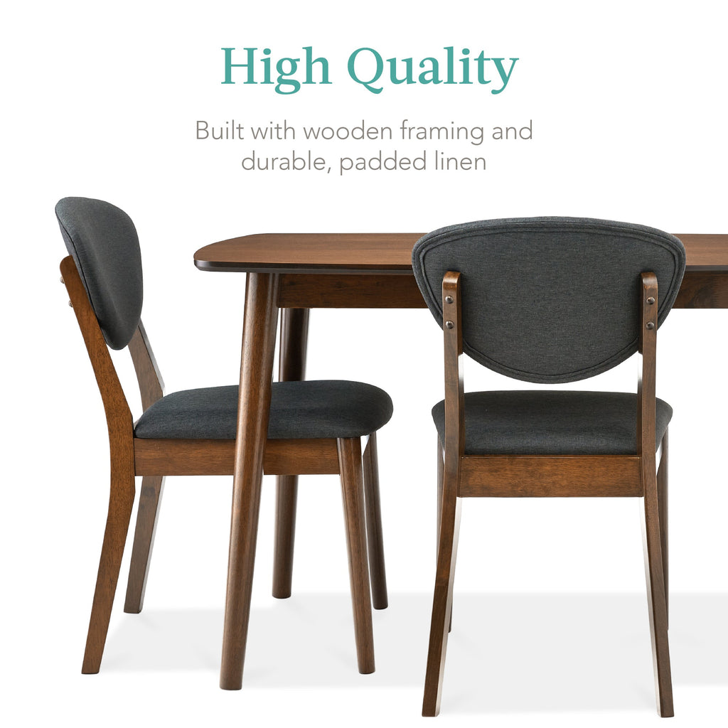 5-Piece Wooden Mid-Century Modern Dining Set with 4 Chairs Padded Seat and Back designed for everyday comfort and storage