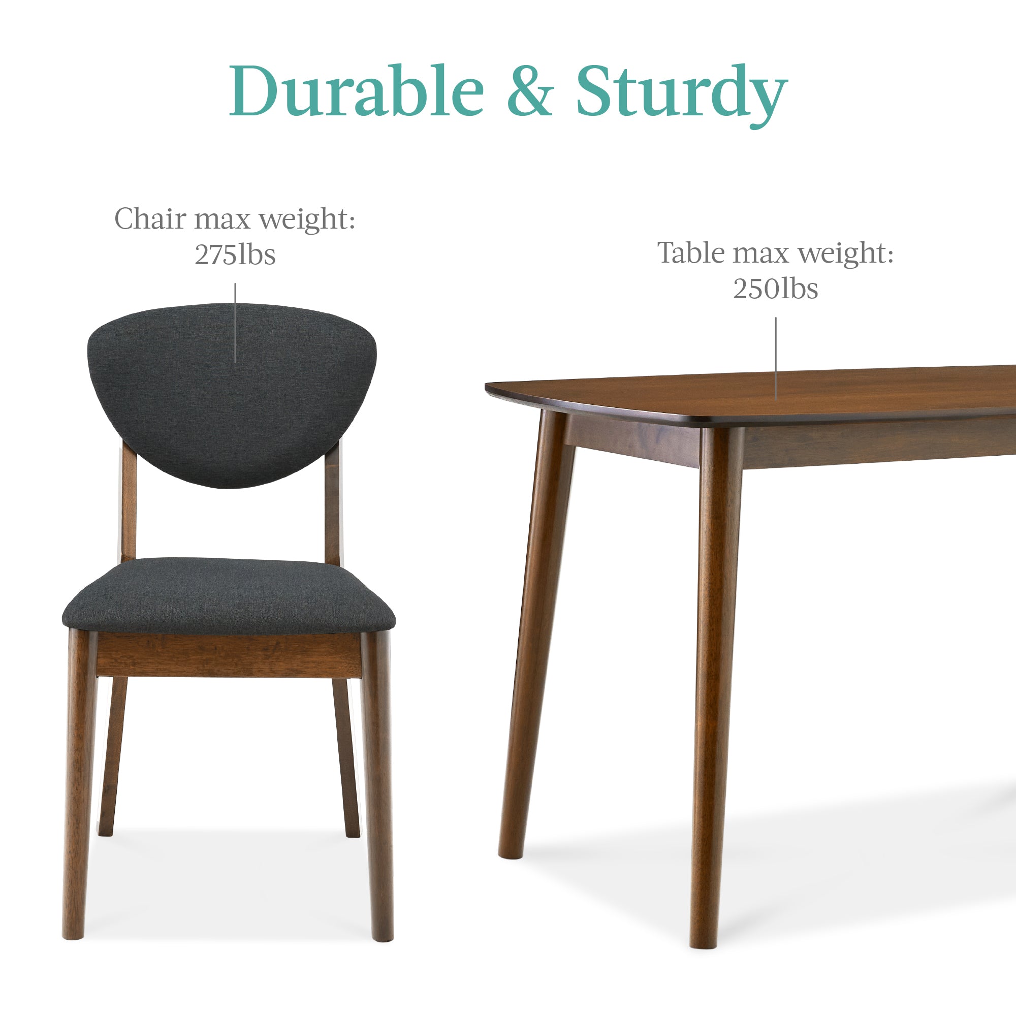 5-Piece Wooden Mid-Century Modern Dining Set with 4 Chairs Padded Seat and Back designed for everyday comfort and storage