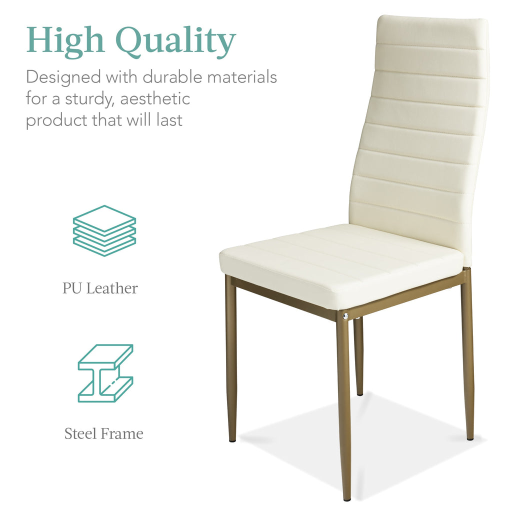 5-Piece Dining Table Set with Glass Top Leather Chairs with practical style for home spaces