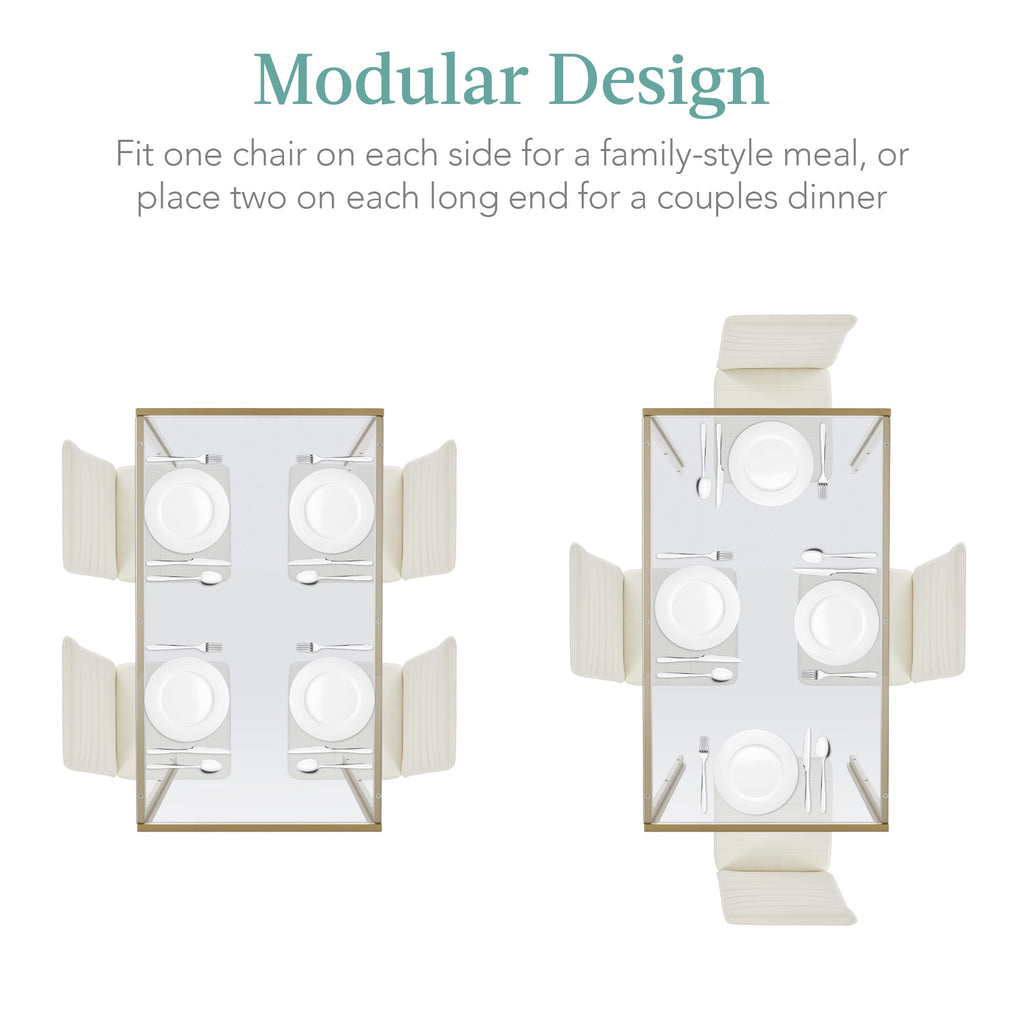 5-Piece Dining Table Set with Glass Top Leather Chairs with practical style for home spaces