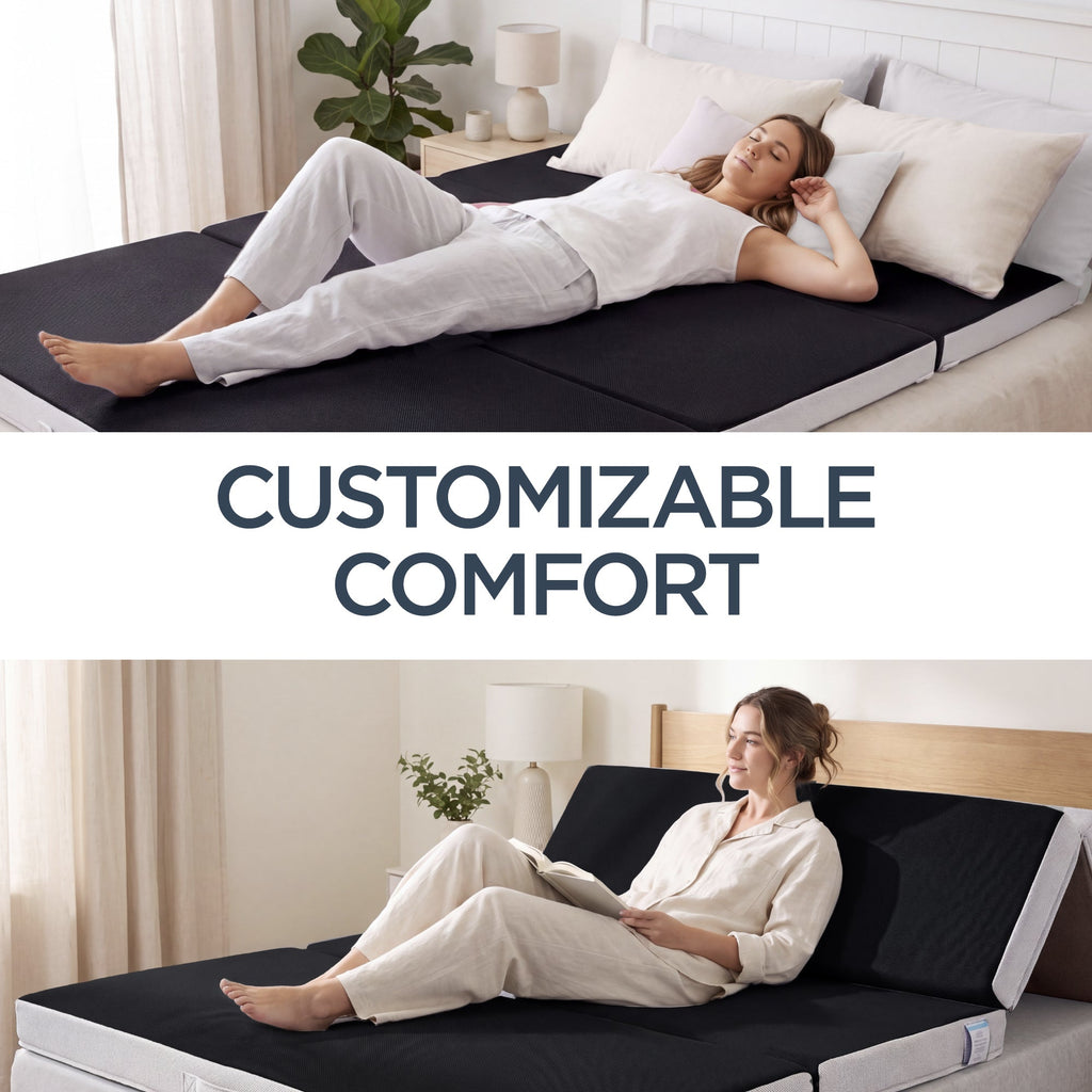 4in Portable Mattress Topper Tri-Fold Mattress Pad - Onyx Black with practical style for home spaces