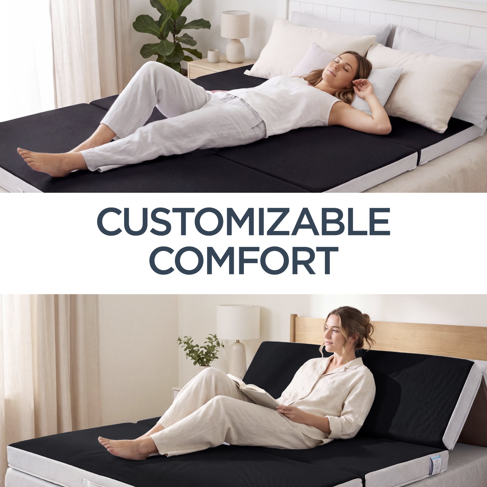 4in Portable Mattress Topper Tri-Fold Mattress Pad - Onyx Black with practical style for home spaces