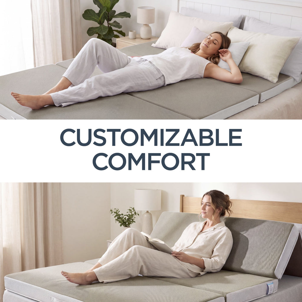 4in Portable Mattress Topper Tri-Fold Mattress Pad - Taupe for comfortable home living