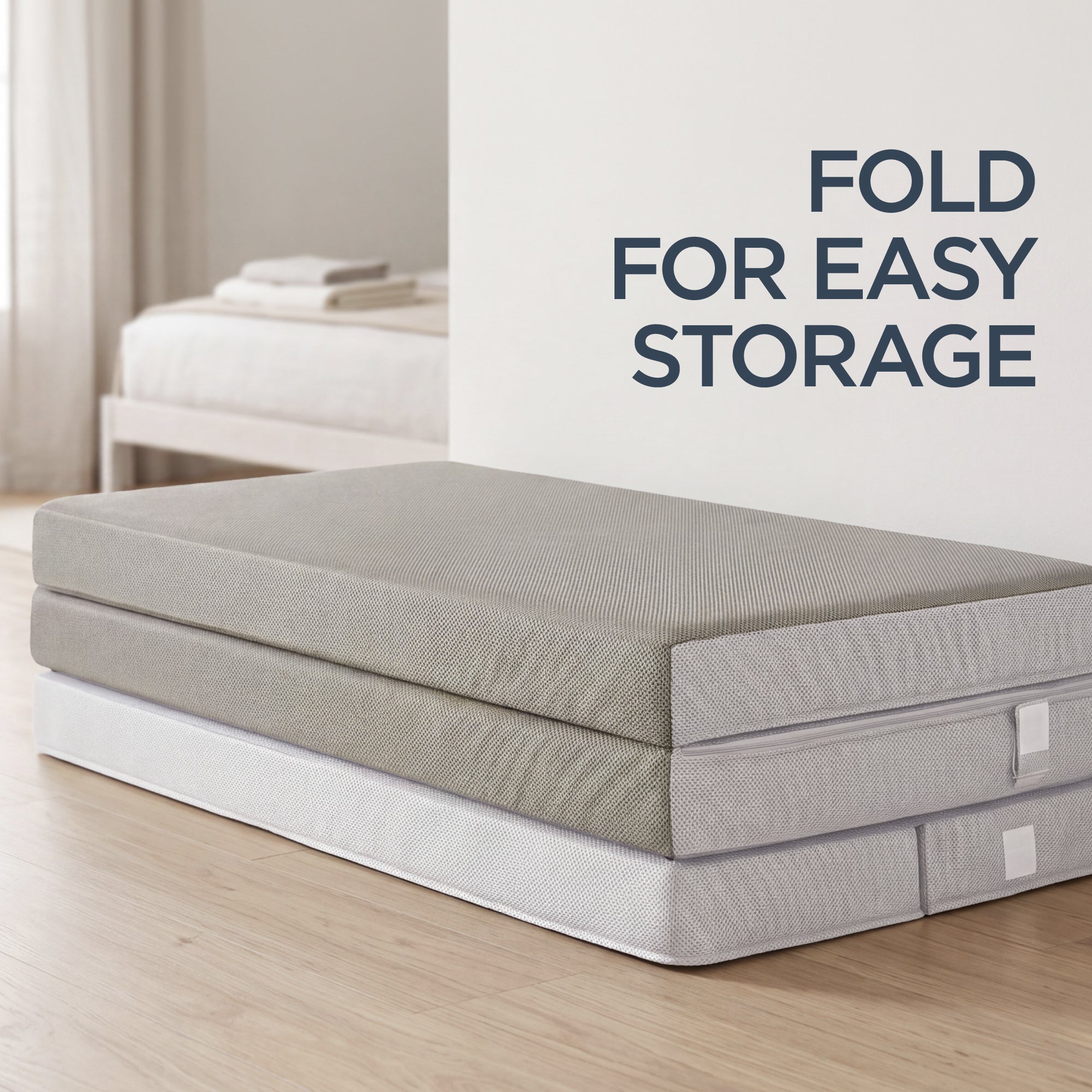 4in Portable Mattress Topper Tri-Fold Mattress Pad - Taupe for comfortable home living