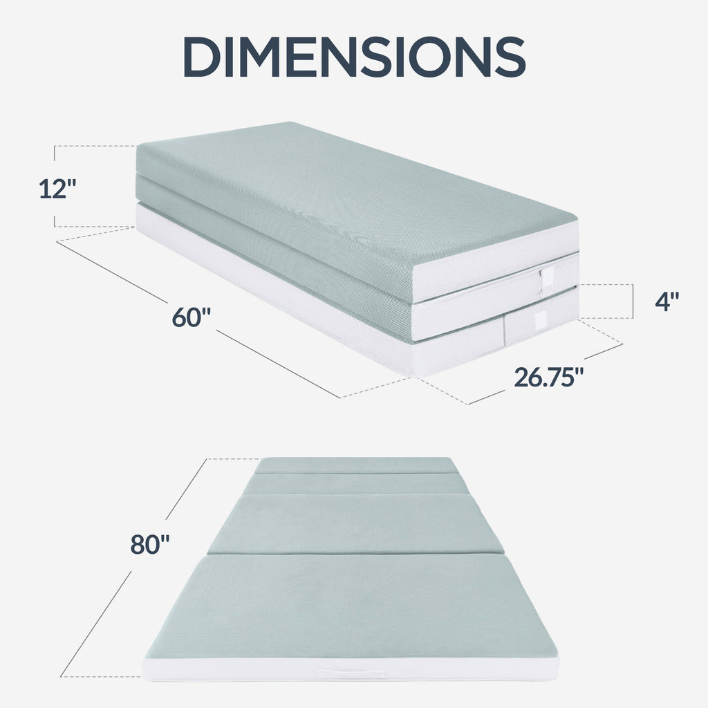 4in Portable Mattress Topper Tri-Fold Mattress Pad - Seafoam designed for everyday comfort and storage