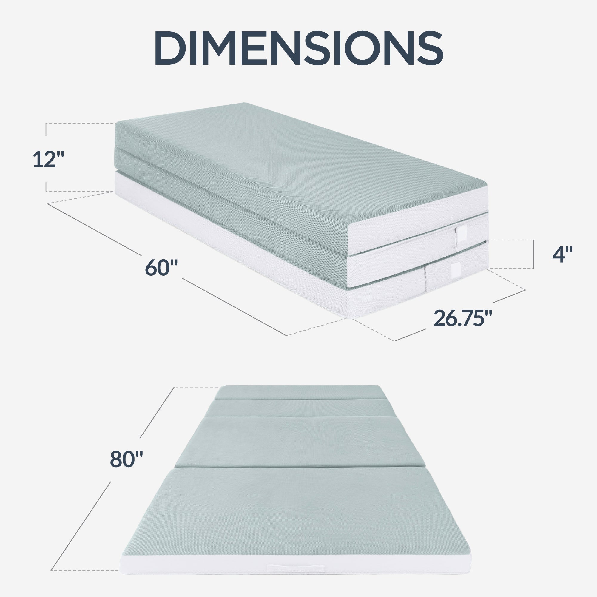 4in Portable Mattress Topper Tri-Fold Mattress Pad - Seafoam designed for everyday comfort and storage
