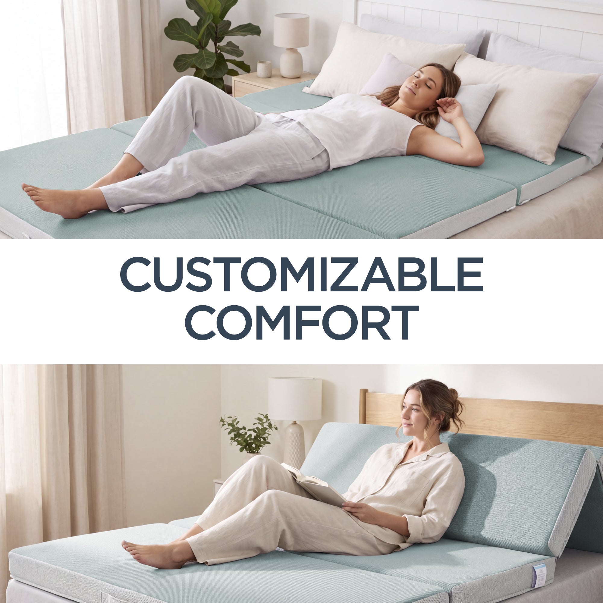 4in Portable Mattress Topper Tri-Fold Mattress Pad - Seafoam designed for everyday comfort and storage