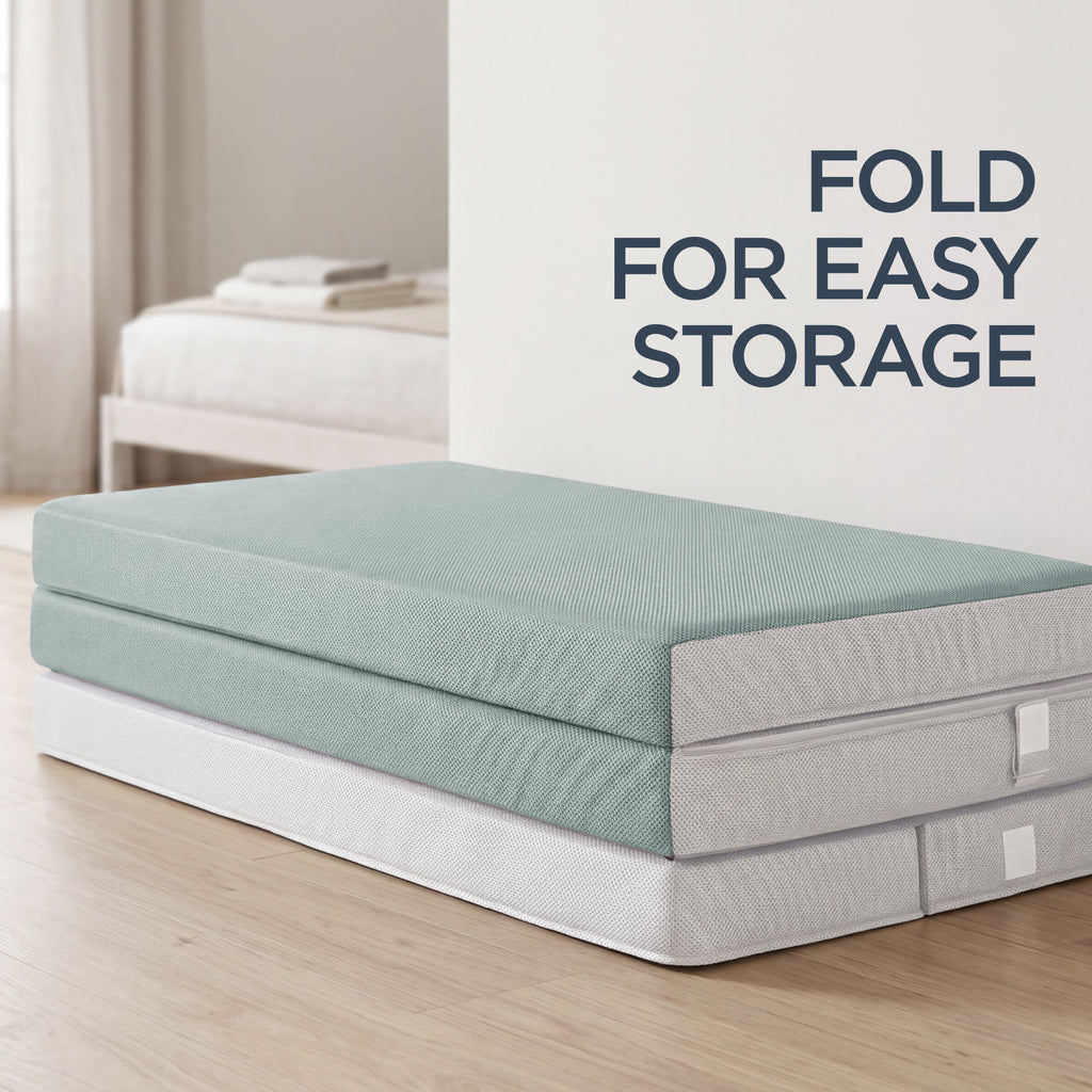 4in Portable Mattress Topper Tri-Fold Mattress Pad - Seafoam designed for everyday comfort and storage