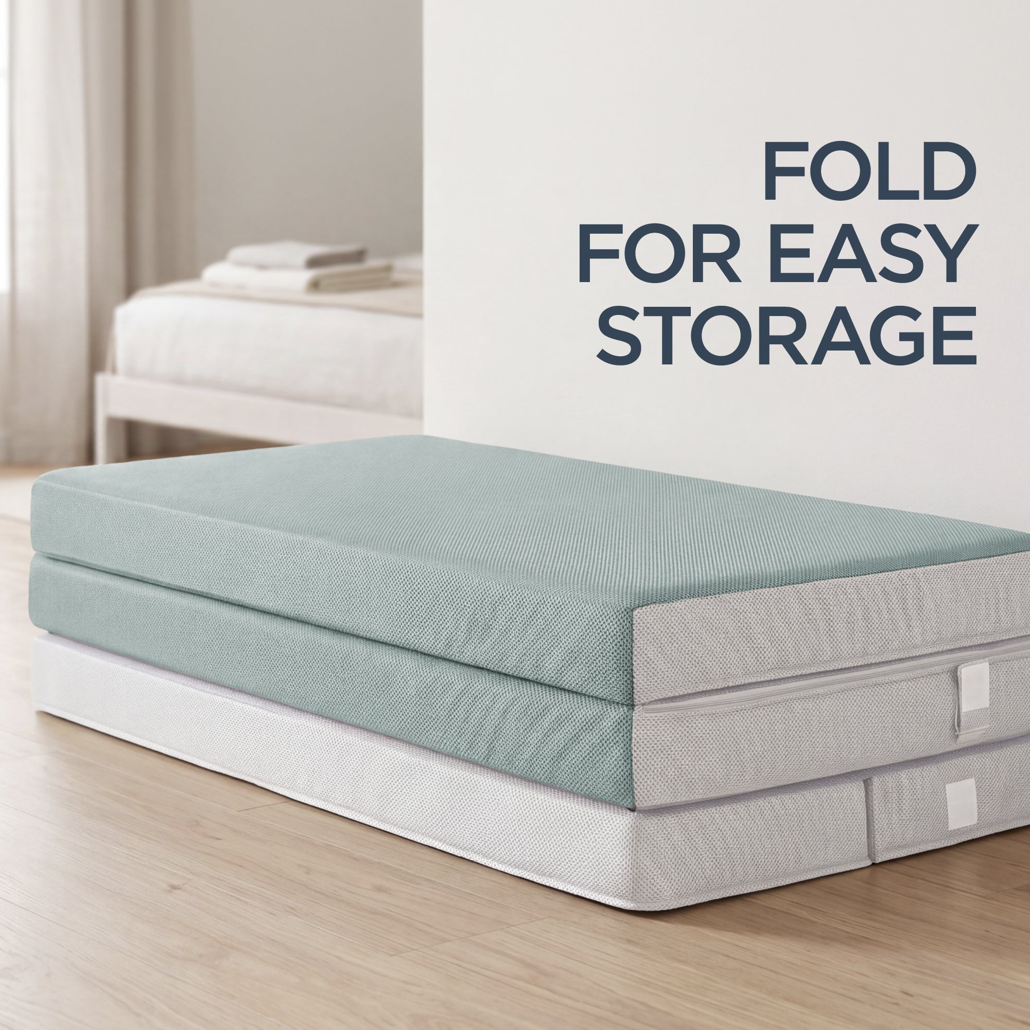 4in Portable Mattress Topper Tri-Fold Mattress Pad - Seafoam designed for everyday comfort and storage