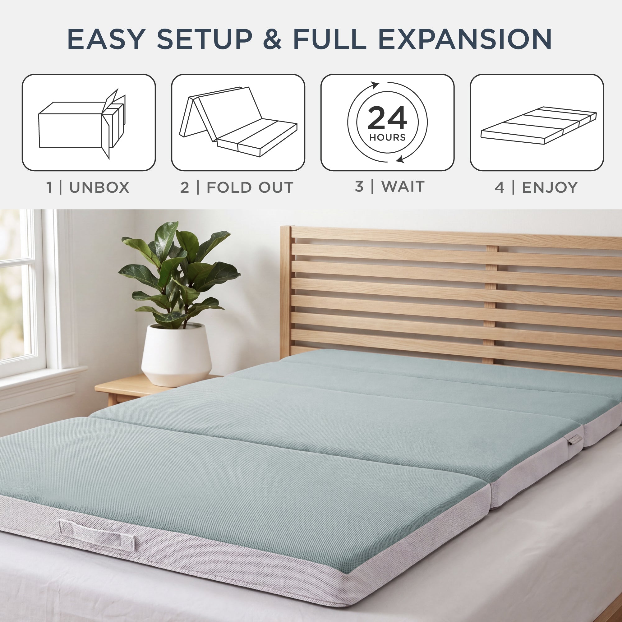 4in Portable Mattress Topper Tri-Fold Mattress Pad - Seafoam designed for everyday comfort and storage