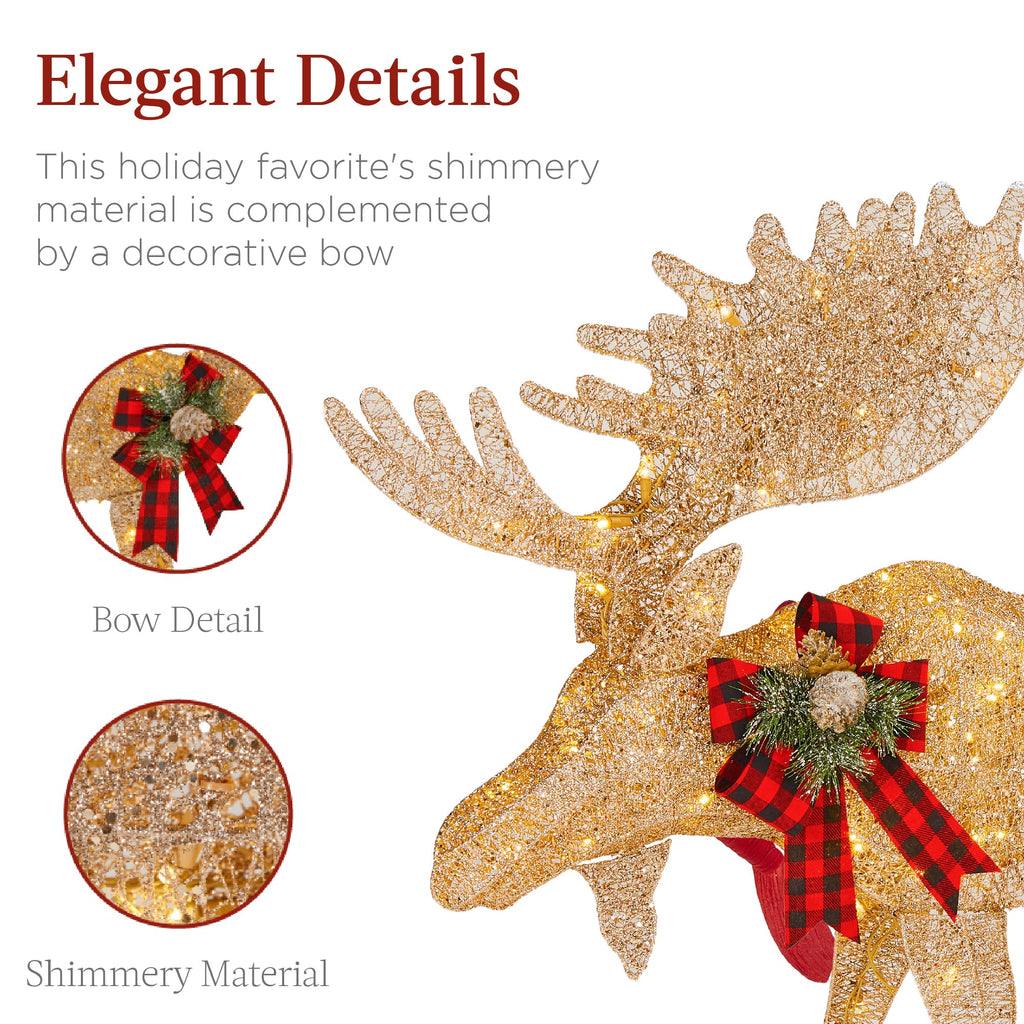 5ft 2-Piece Moose Family Lighted Outdoor Christmas Decor Set with LED Lights for festive seasonal decorating
