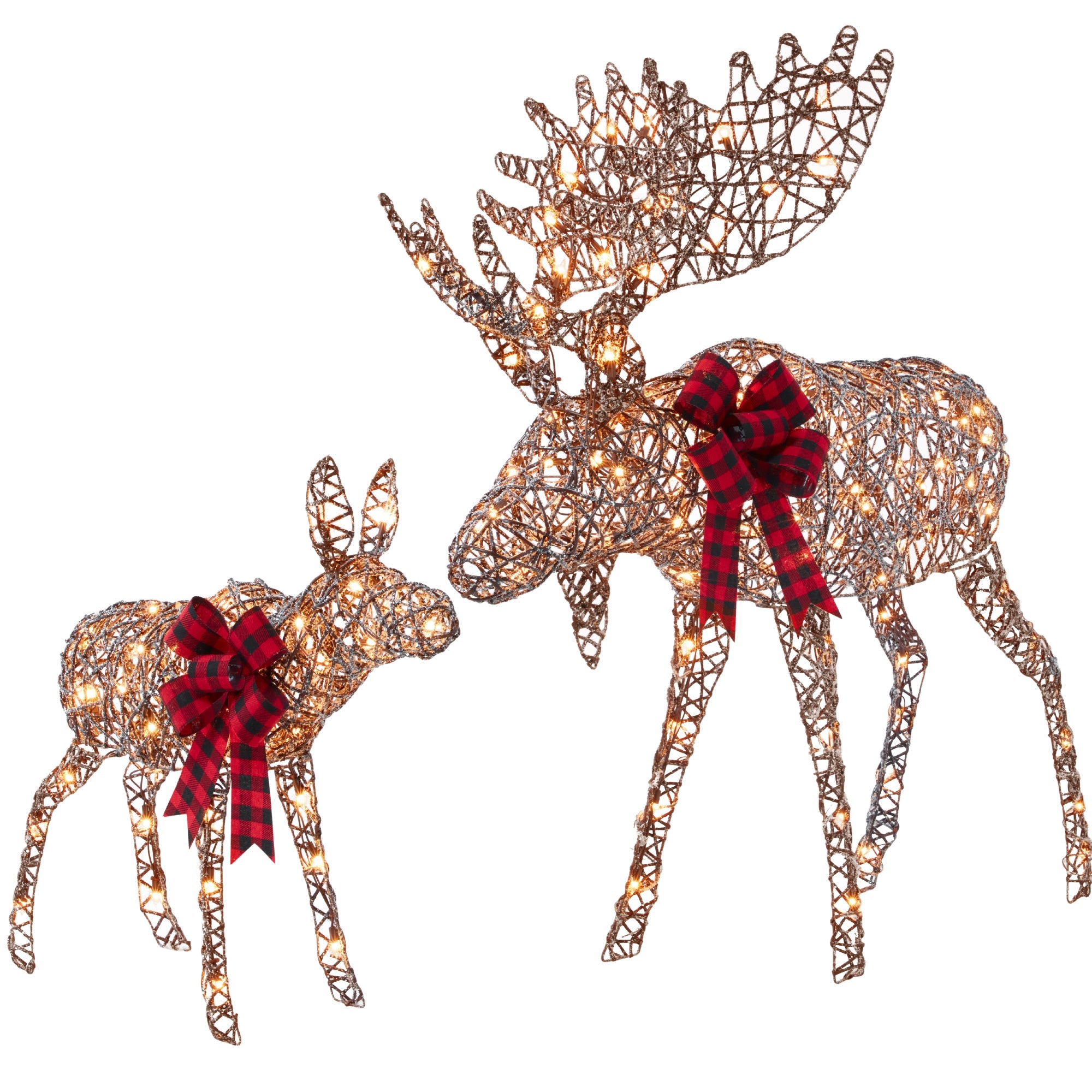 5ft 2-Piece Moose Family Lighted Outdoor Christmas Decor Set with LED Lights for festive seasonal decorating