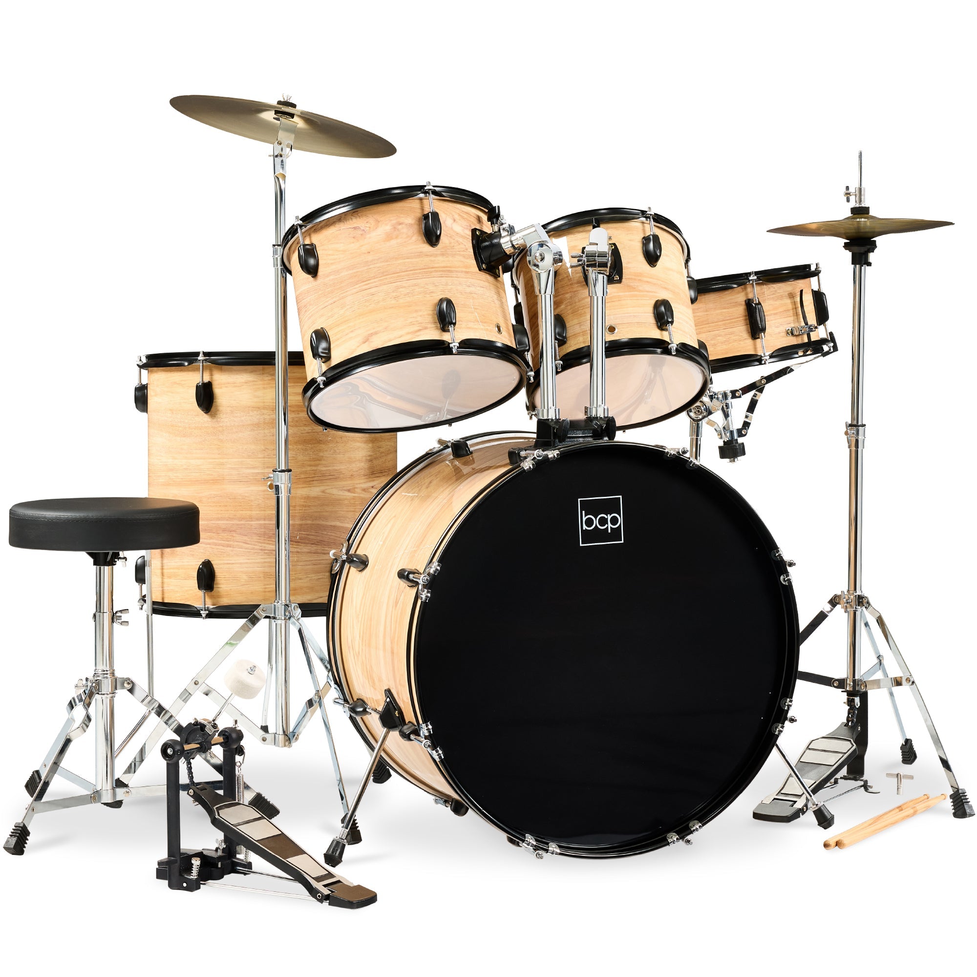 5-Piece Full Size Drum Set For Adults for kids' music practice and creative learning