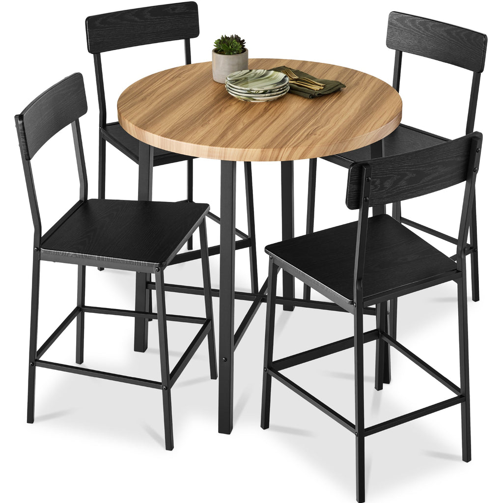5-Piece Modern Round Counter Height Dining Set with 4 Chairs for comfortable home living