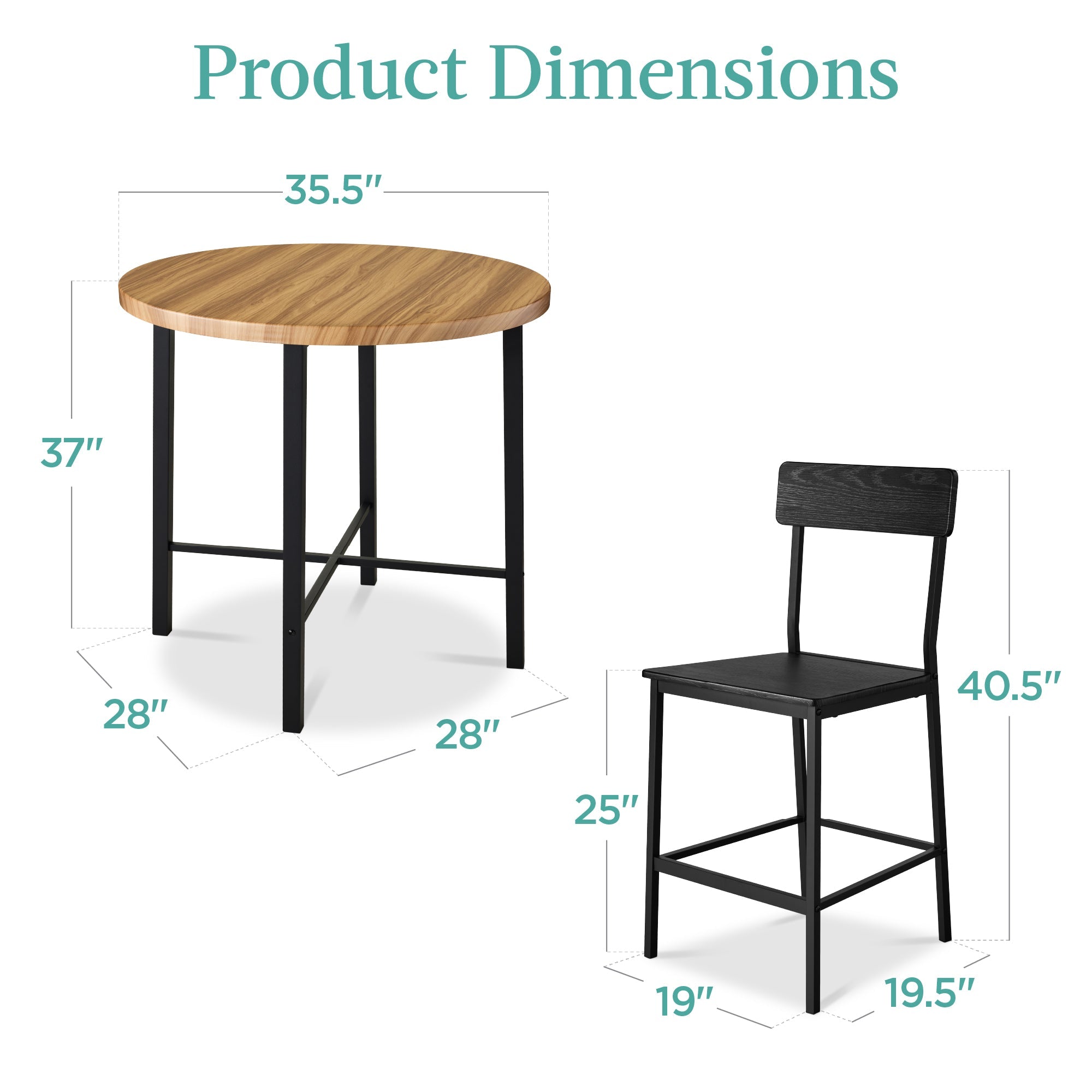 5-Piece Modern Round Counter Height Dining Set with 4 Chairs for comfortable home living