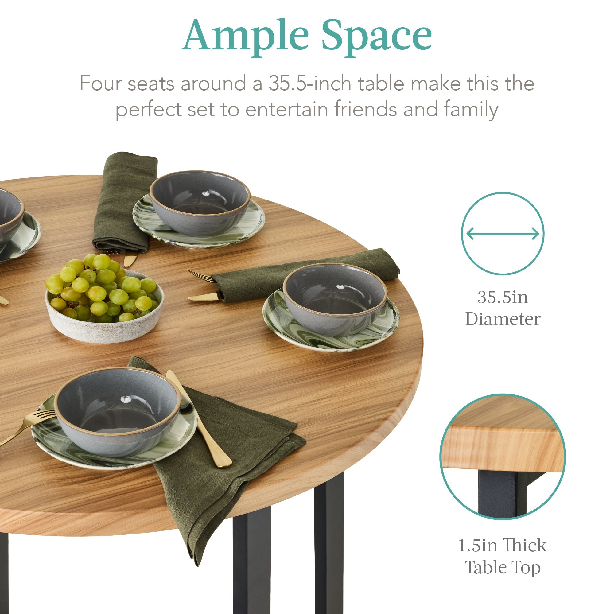 5-Piece Modern Round Counter Height Dining Set with 4 Chairs for comfortable home living
