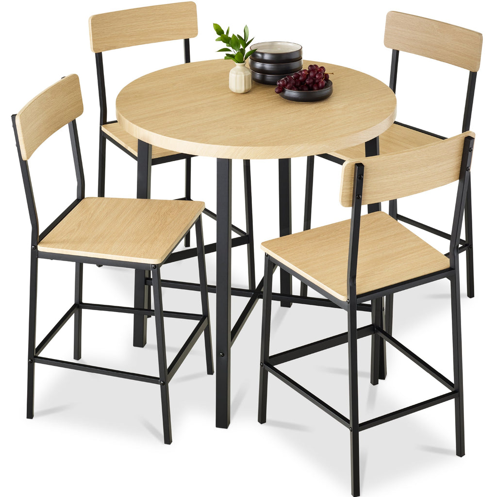 5-Piece Modern Round Counter Height Dining Set with 4 Chairs for comfortable home living